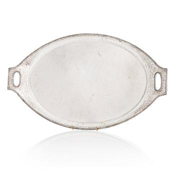 A Russian silver tray, maker's mark of Henrik Petman, Saint Petersburg 1811.