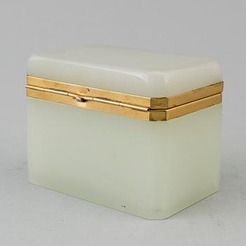 FRATELLI FERRO, a glass and brass box from Murano, Italy, mid 20th Century.