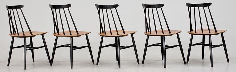 STOLAR, 5 st, "Fanett", Ilmari Tapiovaara, Edsbyverken, modellen formgiven 1949.