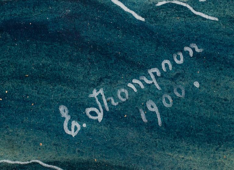 OKÄND KONSTNÄR, blandteknik på papper, signerad E. Thompson, och daterad 1900.