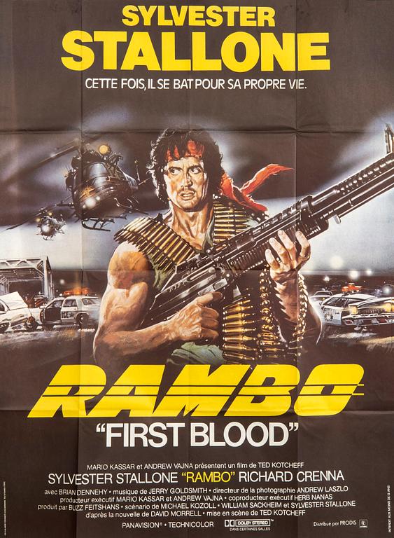 Filmaffisch Sylvester Stallone "Rambo First blood" 1982 Frankrike.
