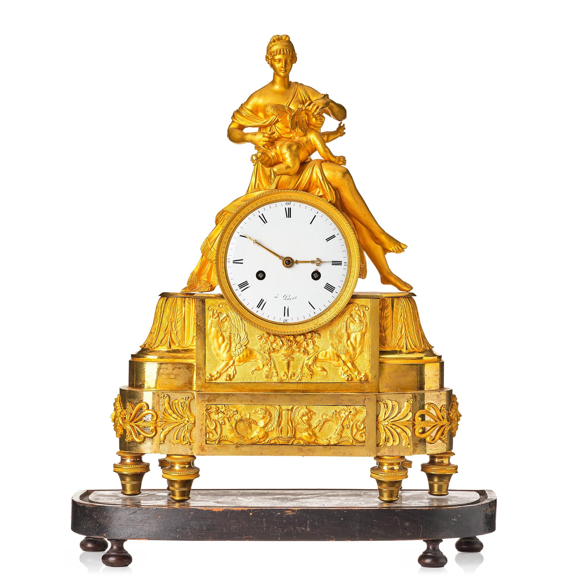 A French Empire 19th century gilt bronze mantel clock.