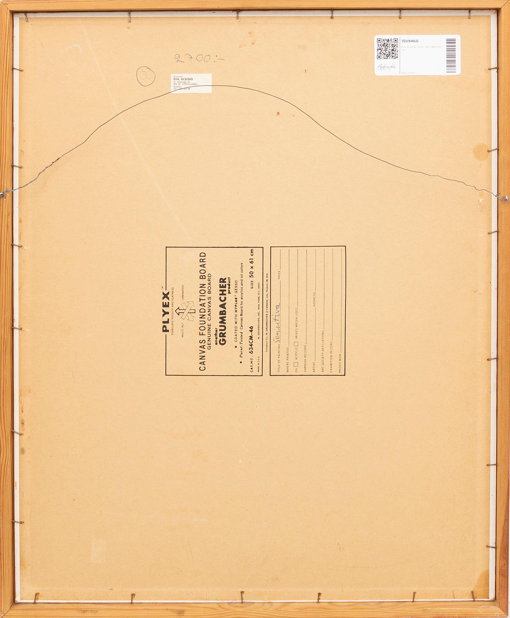 Eva Acking, olja på pannå signerad.