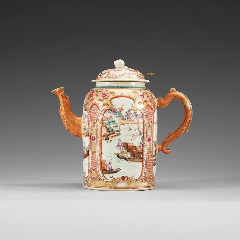 KAFFEKANNA med LOCK, kompaniporslin. Qing dynastin, Qianlong (1736-95).