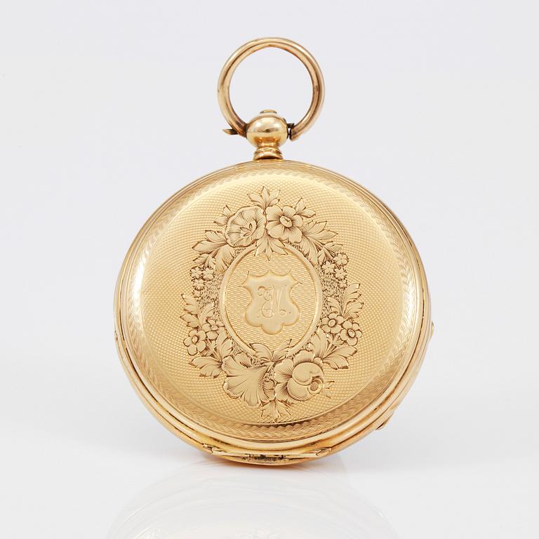 FICKUR, 18K guld, omkring år 1900.