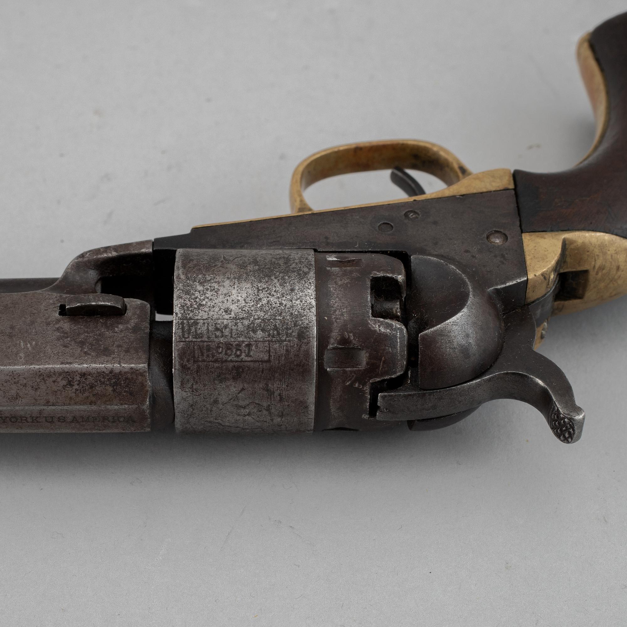 A cal.36 Colt 1862 Pocket revolver with serial no 6851.