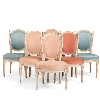 72. A set of six Gustavian chairs by E. Öhrmark (master 1777-1813).