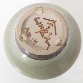 Carl-Harry Stålhane, vaser, 2 st och skål, stengods, Designhuset, Lidköping.