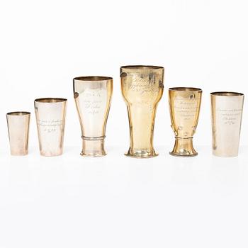 Six Swedish silver cups and trophies, including with mark of K Anderson, Stockholm 1912.