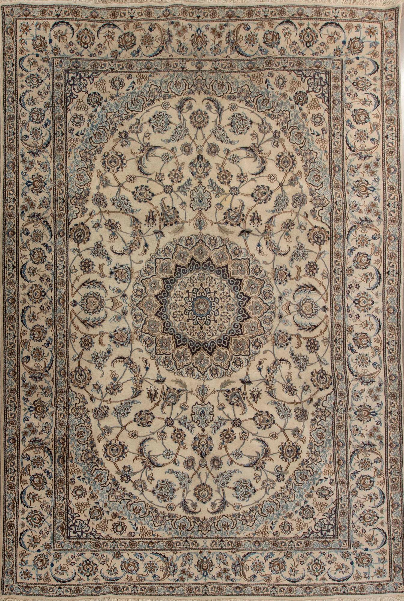 An old Nain part silk carpet ca 357 x 246 cm.
