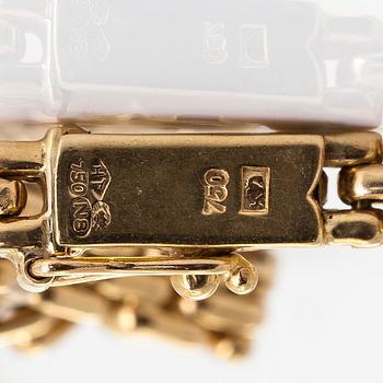 Necklace, set with a brilliant-cut diamond, and bracelet, 18K gold. Finnish import marks 1990.