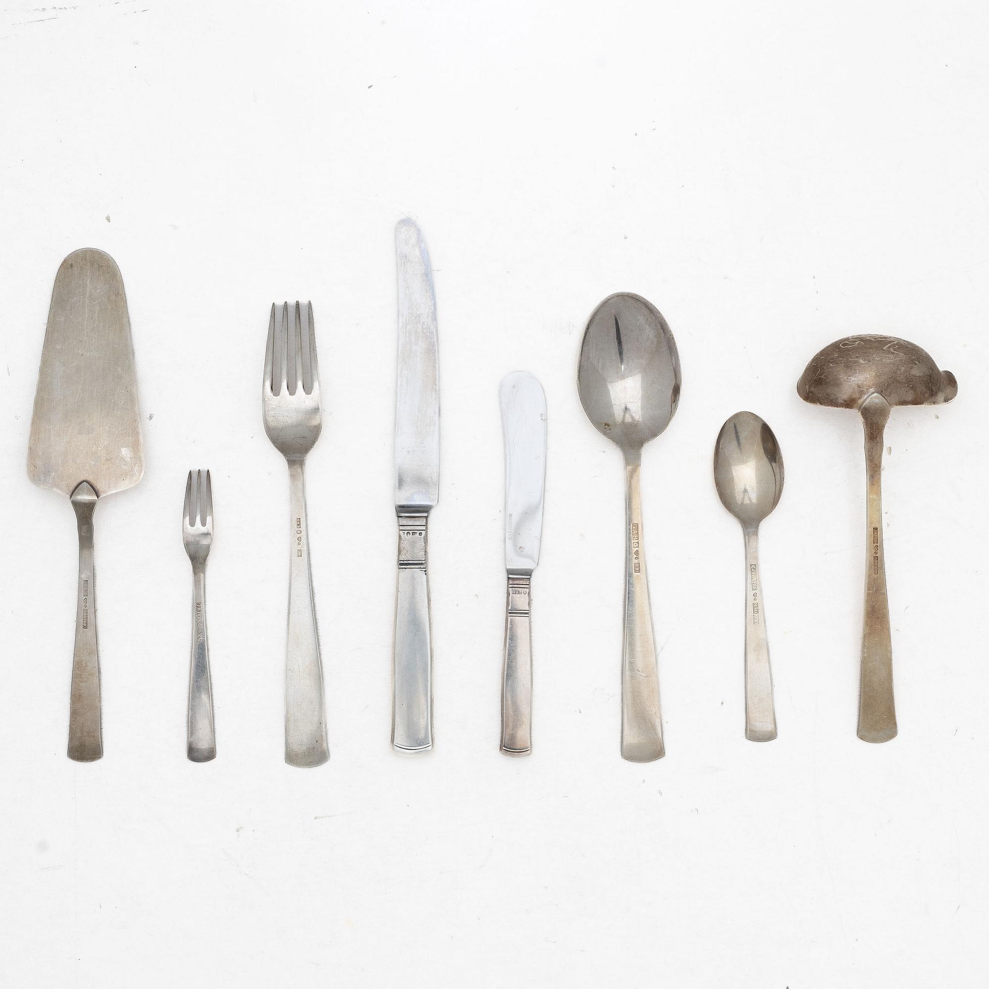 Jacob Ängman, Cutlery set, 53 pieces, silver, “Rosenholm”, GAB, including Stockholm 1964.