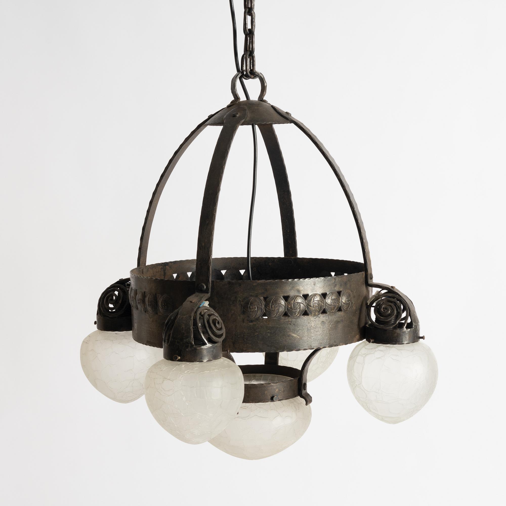Arvid Böhlmarks Lampfabrik, a ceiling lamp model "5345", Stockholm, 1910s.
