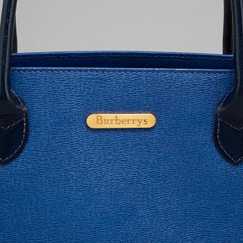 BURBERRY, a blue leather tote bag.