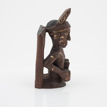 Skulpturer, två stycken, trä. Asmat, Indonesien, Jakarta, 1900-tal.