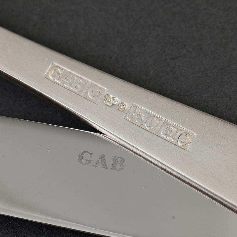 BESTICKUPPSÄTTNING, 60 delar, silver, GAB, modell "Rosenholm", Stockholm, 1900-talets andra hälft. Vikt ca 2296 gram.