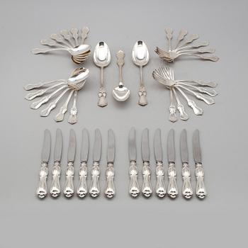 BESTICKSERVIS, 39 delar, silver, "Olga", GAB, Stockholm, 1960-tal. Total vikt ca 2166 g.