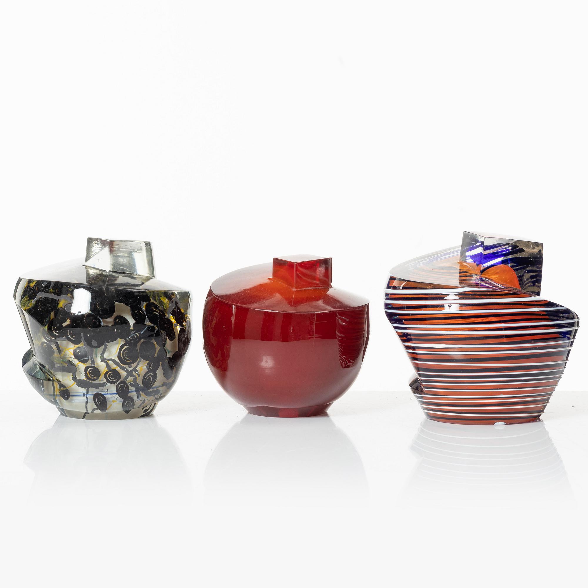 Skulpturer, 3 st, glas.