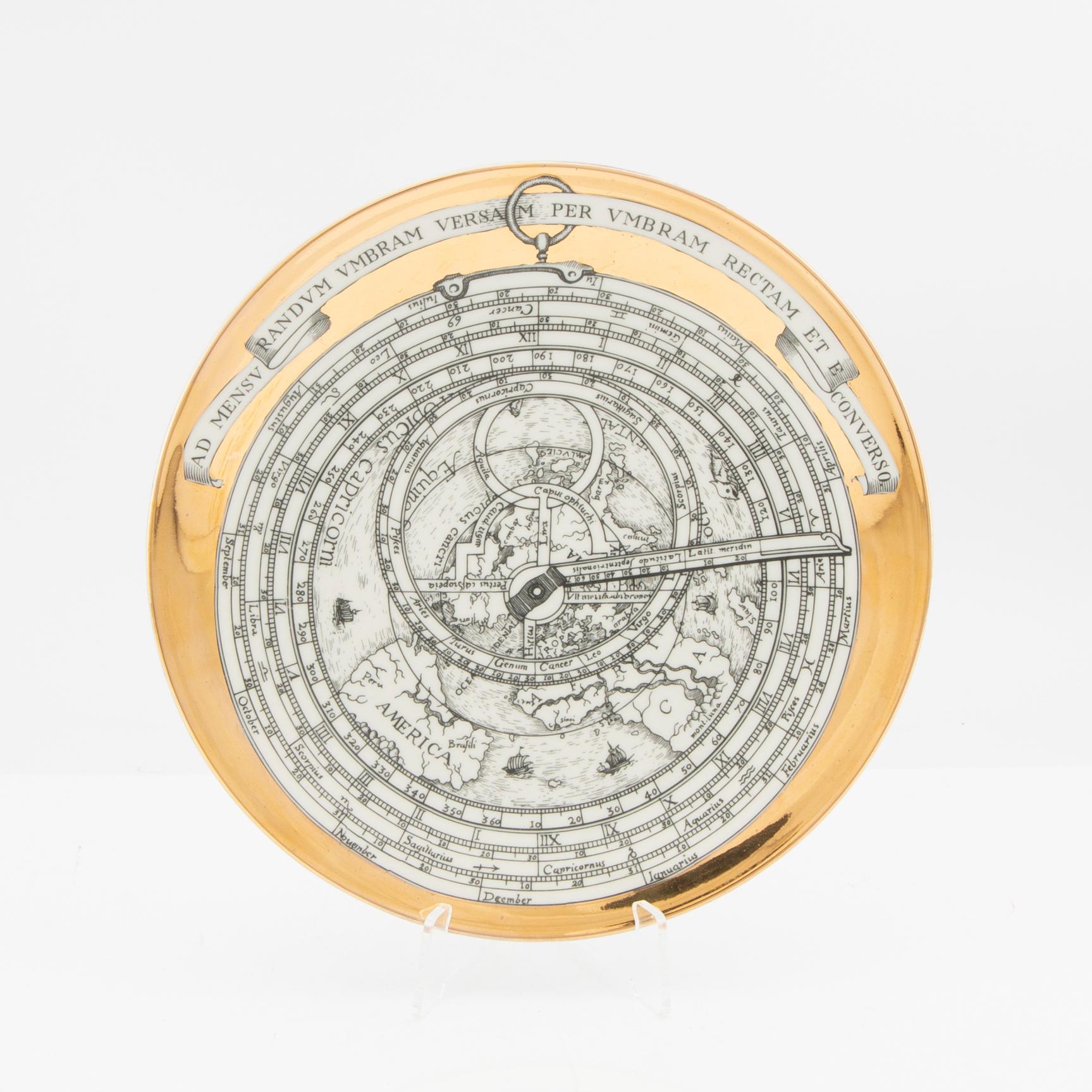 Piero Fornasetti, tallrikar, 5 st, "Astro Labio", Milano, Italien porslin.