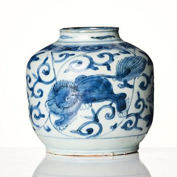 A blue and white jar, Ming dynasty (1368-1644).