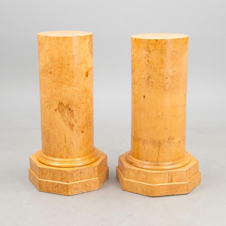 A PAIR OF PIEDESTALS FROM THE NIKOLAEVSKY PALACE IN ST:PETERSBURG, Russia ca 1900, Carelian birch.