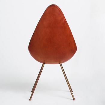 Arne Jacobsen, a cognac coloured leather "Drop chair", Fritz Hansen, Denmark 1964.