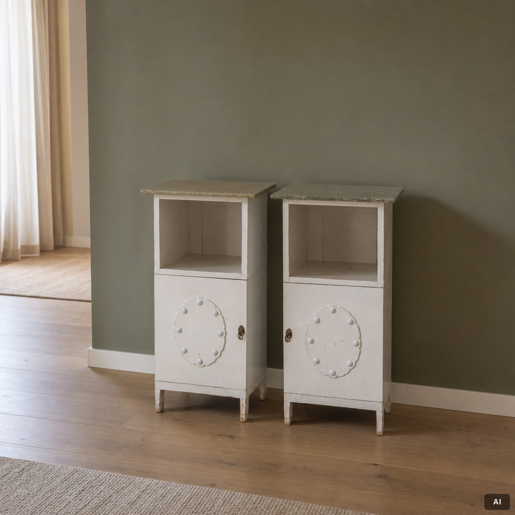 Bedside tables, a pair, early 20th century.