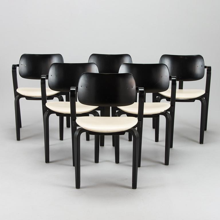 Ilmari Tapiovaara, a set of six 1960s 'Aslak' armchairs for Asko, Finland.