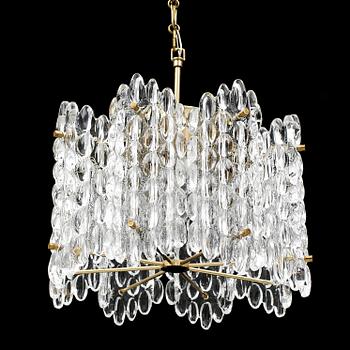 TAKLAMPA, glas och mässing, Carl Fagerlund, Orrefors, 1900-talets andra hälft.