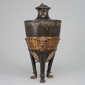 A Biedermeier pewter urn with cover, probably Germany, first half of the 19th century.