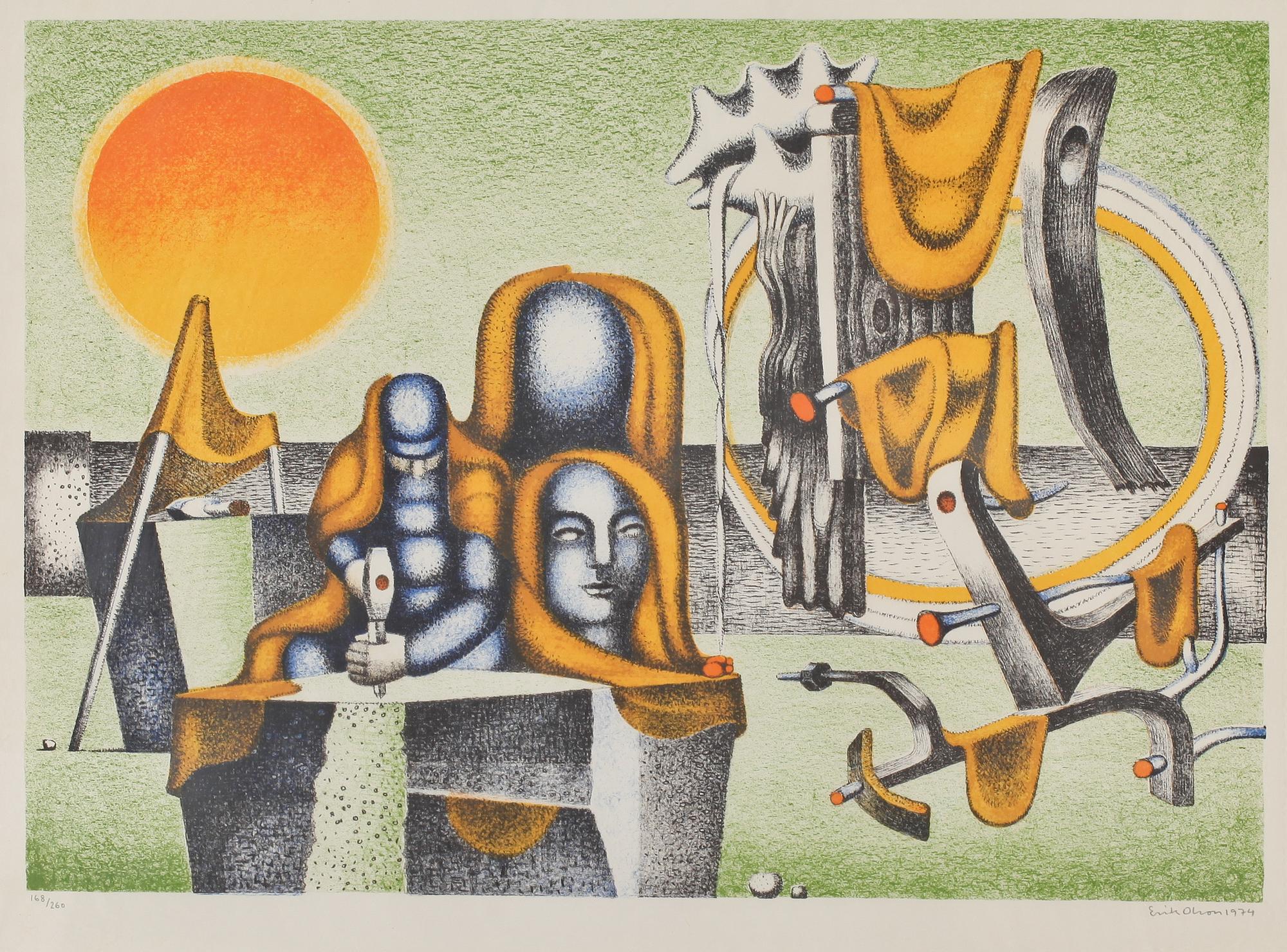 ERIK OLSON, färglitografi, signerad, daterad 1974 och numrerad 168/260.