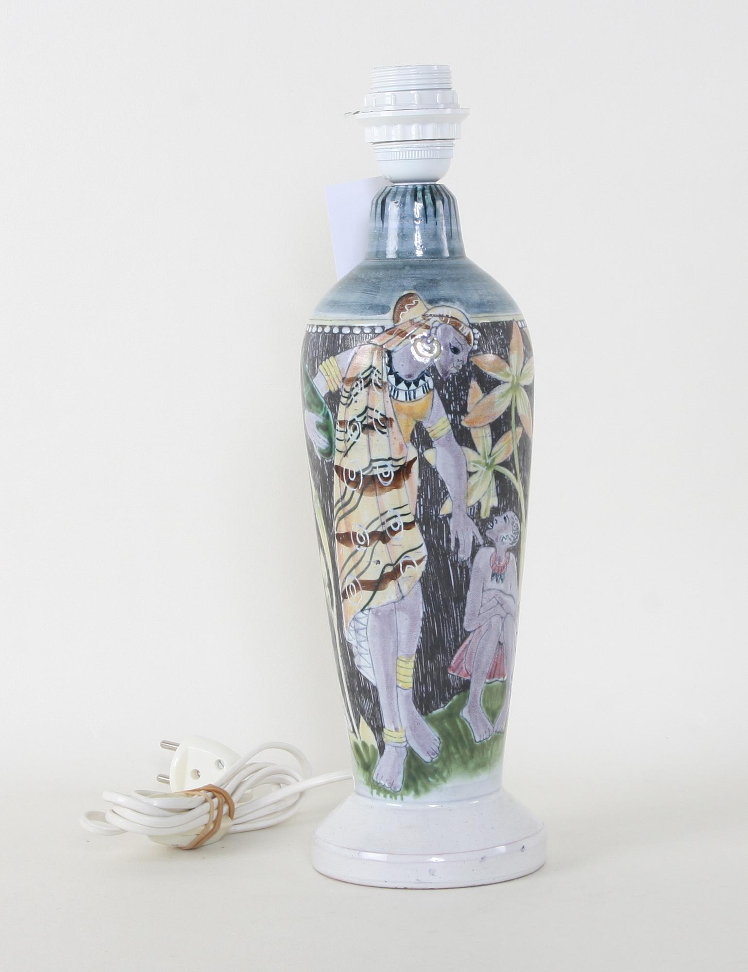 BORDSLAMPA, keramik, Tilgmans. Sign M. 1957.