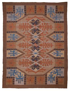 SAELAN ANNA, A 1920s Finnish flat weave carpet for Kotiteollisuus Oy Orkamo. Circa 345x260 cm.