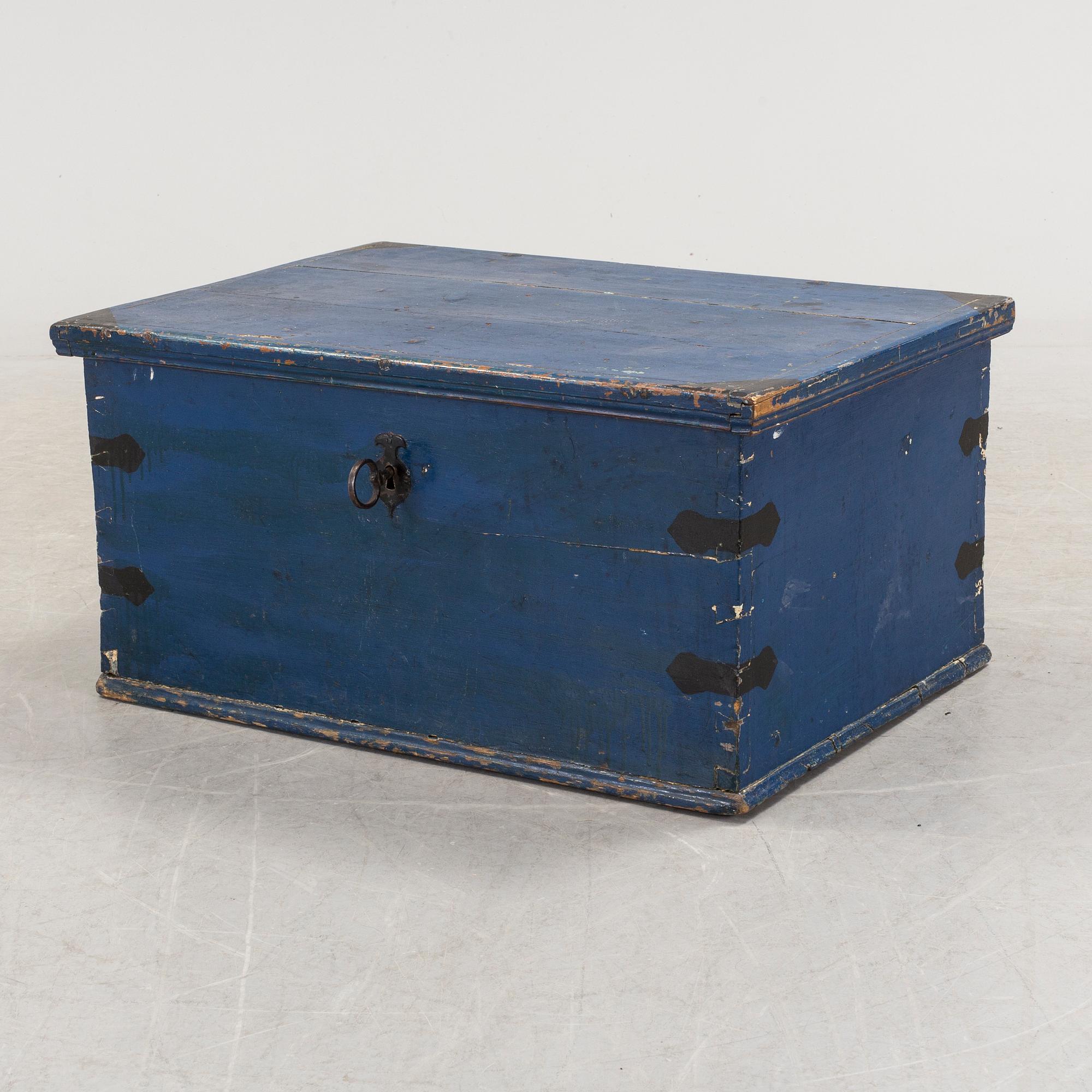 A painted pine chest, 19th Century.