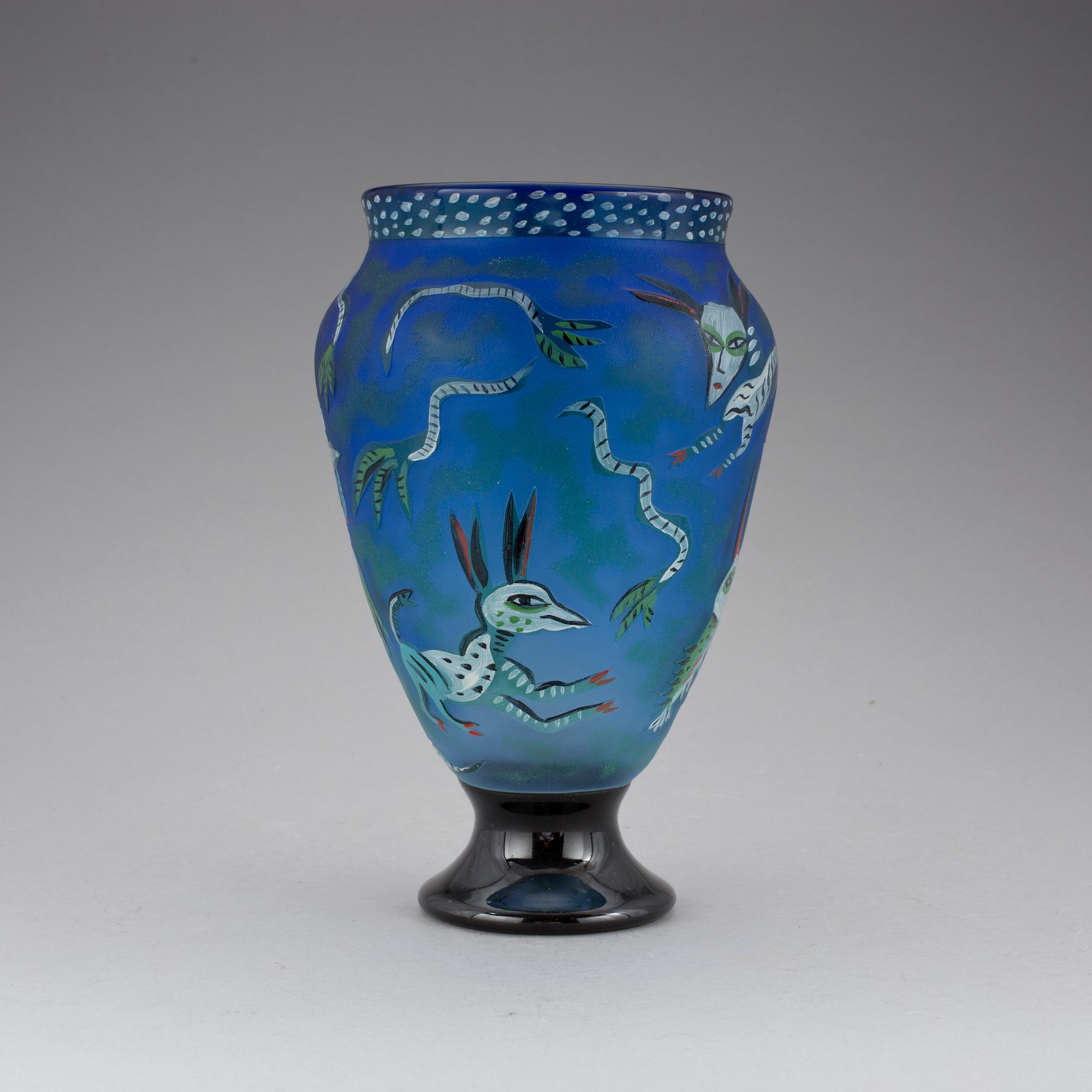 VAS, glas. Ulrica Hydman-Vallien, Kosta Boda 1987. Unik.