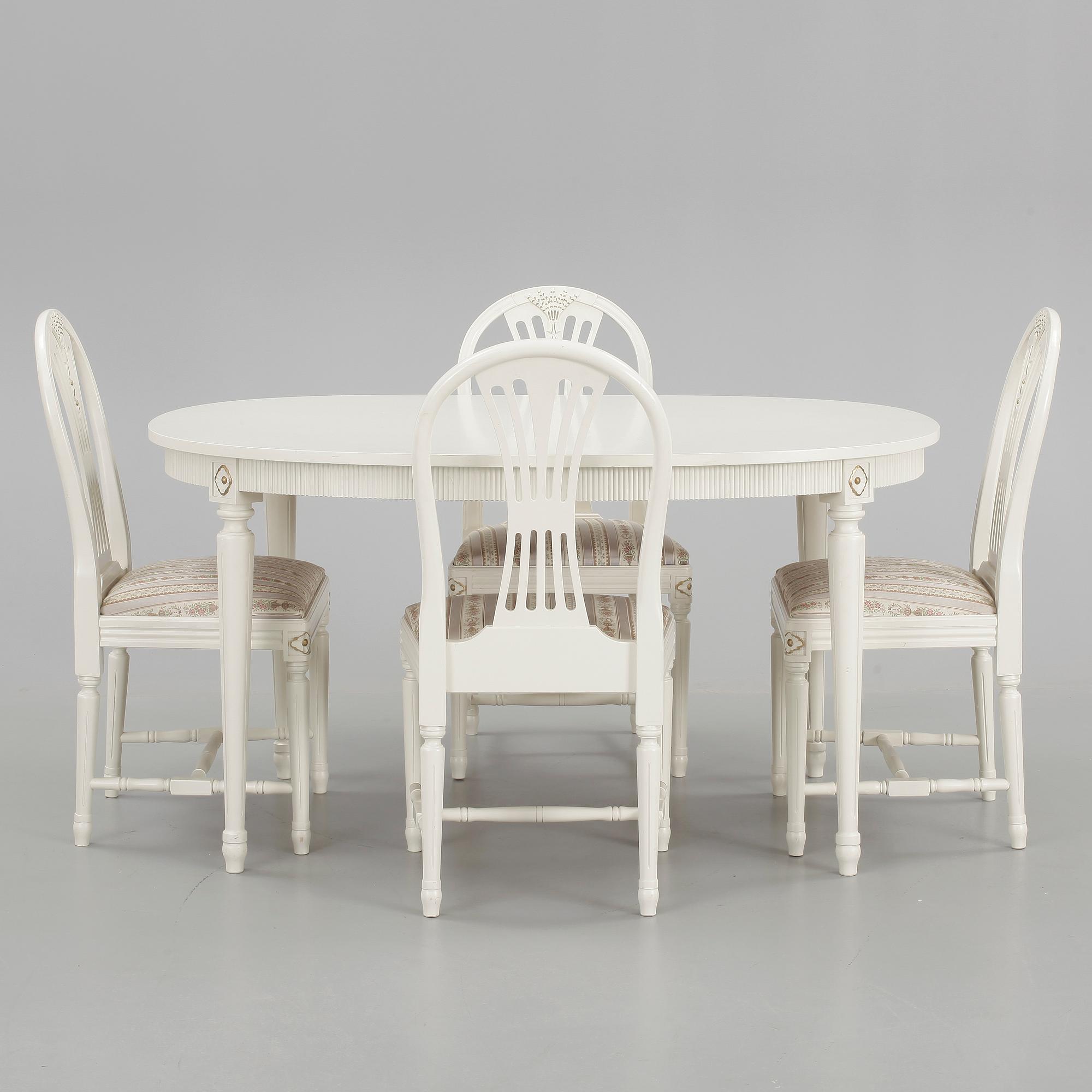 MATGRUPP, 5 delar, gustaviansk stil, 1900-talets andra hälft.