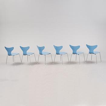 STOLAR, 6 stycken, "Liljan", Arne Jacobsen, 1970-tal.