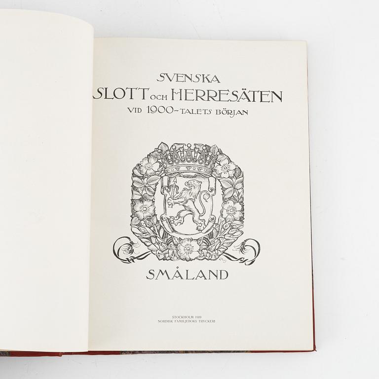 "Svenska slott och Herresäten vid 1900-talets början", 5 band, Stockholm 1908-10, samt "Herrgårdar i Finland", 1 band.