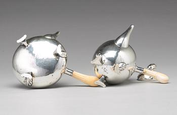 Georg Jensen, a four pieces of "Blossom" tea- and coffee set, Copenhagen 1918-1919, 830/1000 silver, design nr 2 and 100.