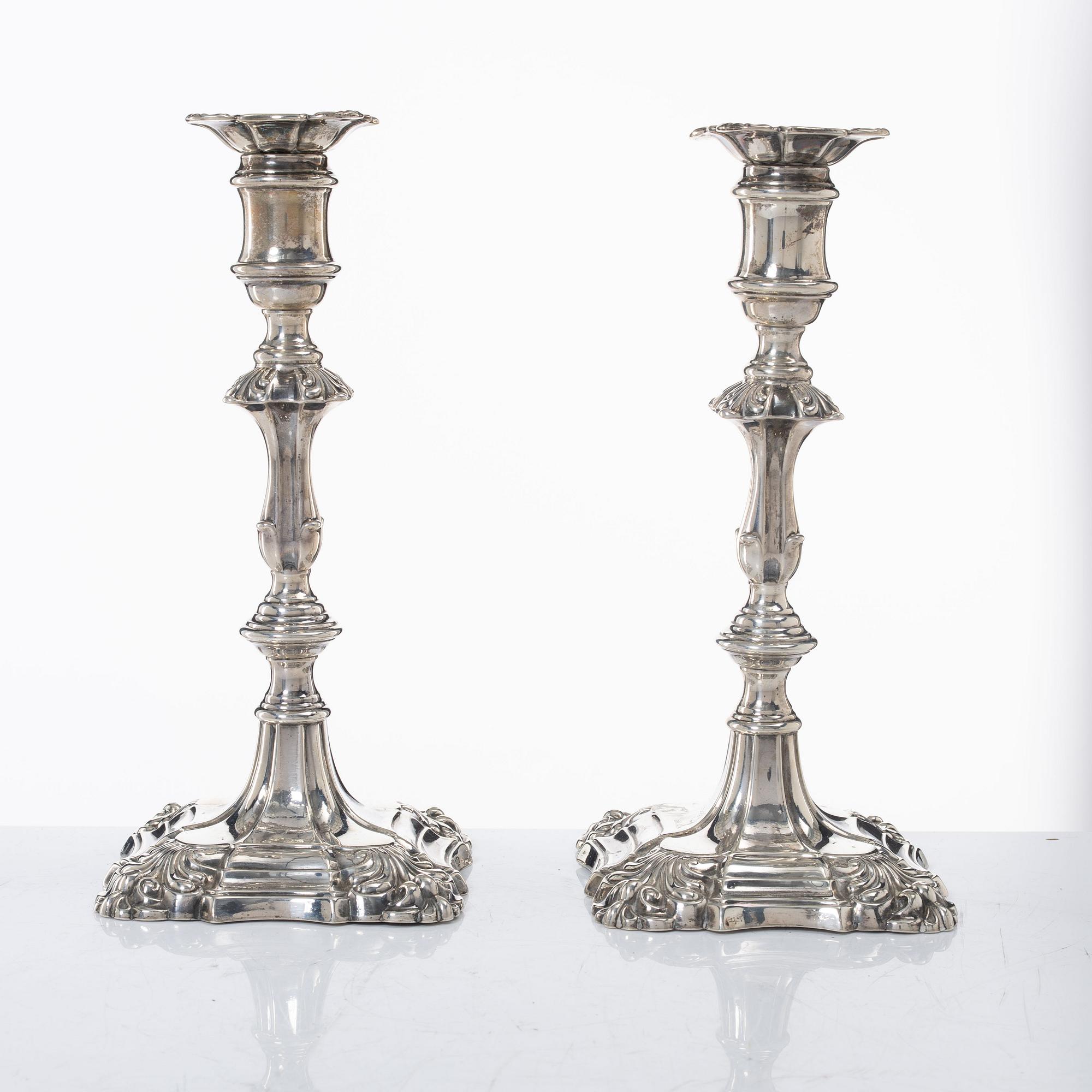 Candelsticks, a pair, silver, Sheffield 1833-34, mark of possibly Henry Wilkinson & Co.
