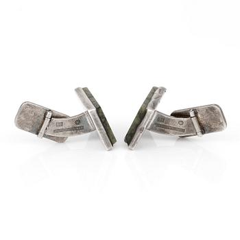 MANSCHETTKNAPPAR, ett par, silver, Jan Lundgren, Stockholm, 1969.