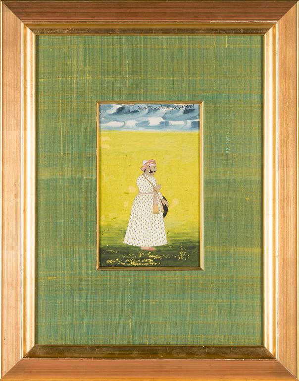Maalaus, guassi paperille, kuvakoko 20,5 x 13 cm, Intia 1800-luku.