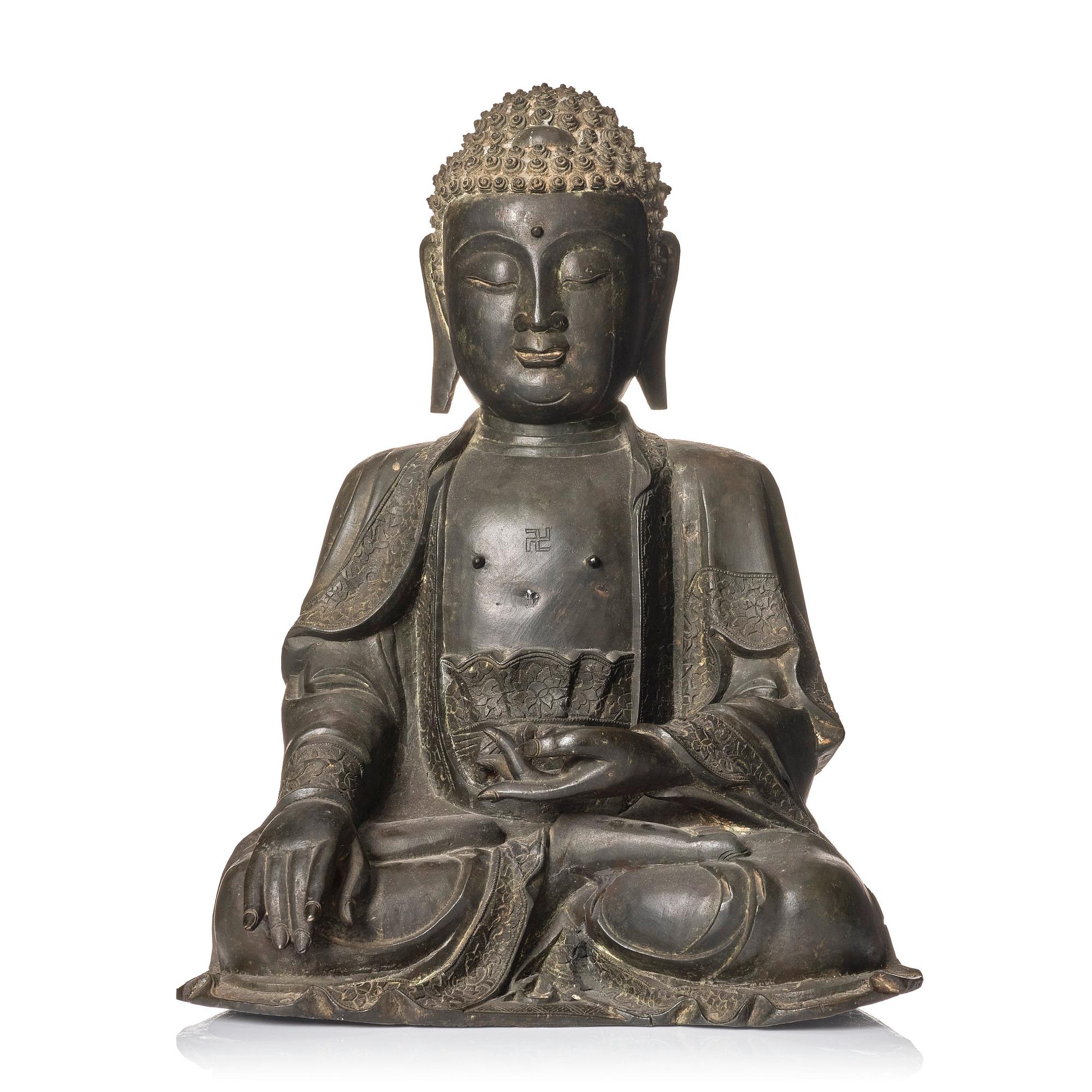 Shakyamuni Buddha, brons. Mingdynastin (1368-1644).