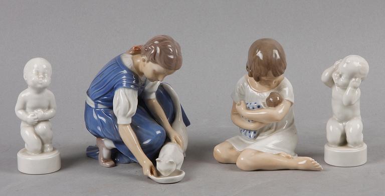 FIGURINER, 4 st, porslin, Bing & Gröndahl, Danmark.
