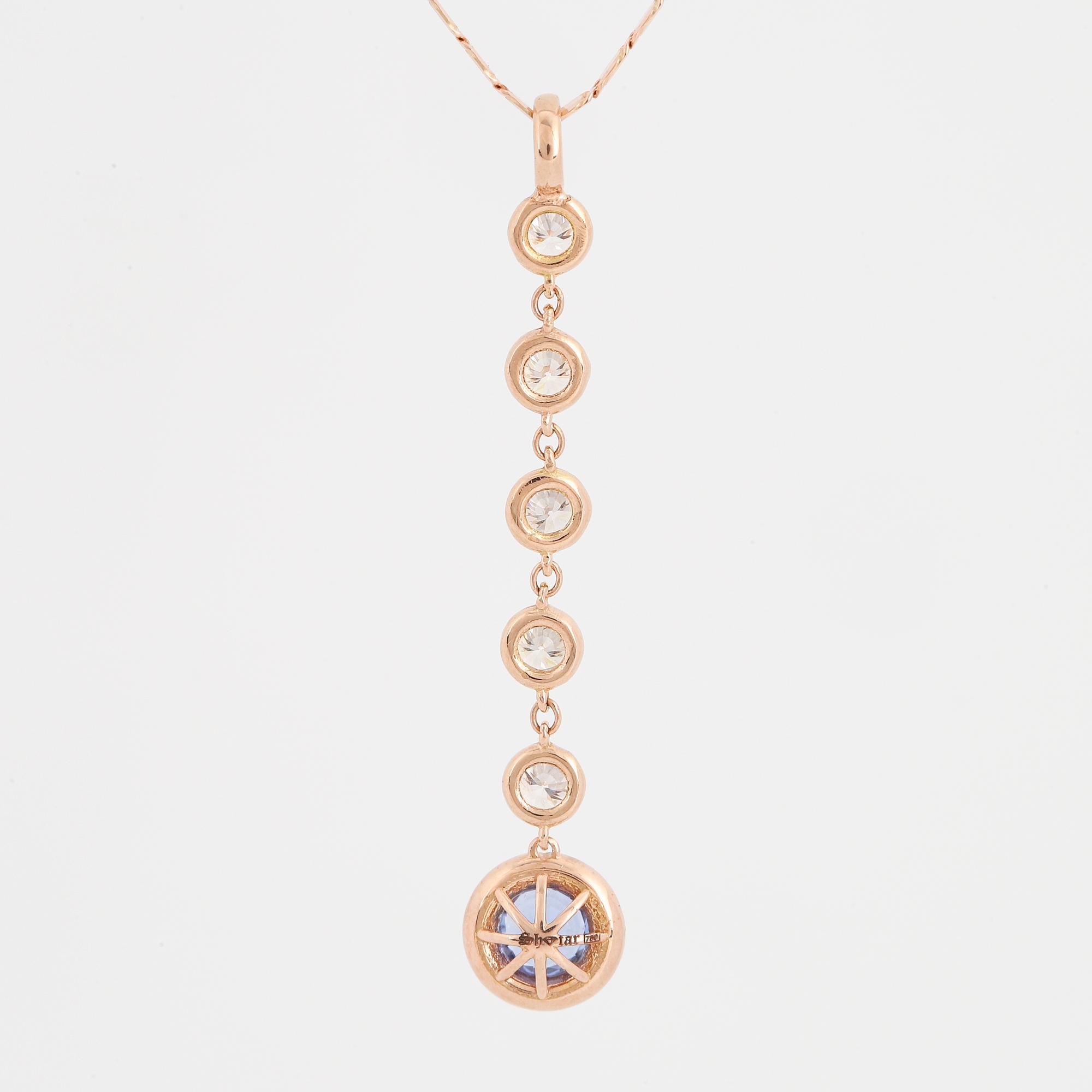 Sapphire and brilliant-cut diamond necklace.
