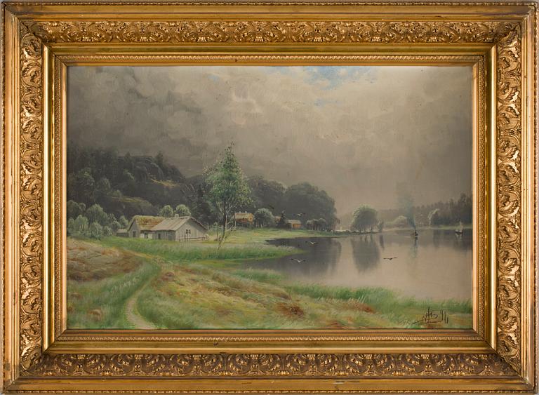 JULIA STRÖMBERG, olja på pannå, 2 st, Monogramsign o otydl dat.