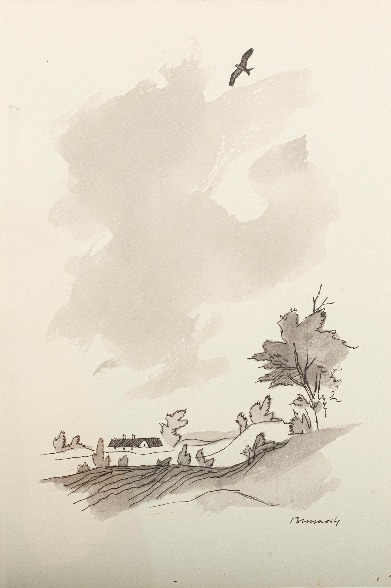 GUNNAR BRUSEWITZ, 4 st akvareller/lavering, signerade.