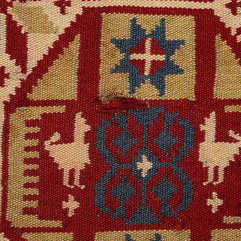 Cover, rya rug, southwestern Skåne, around the year 1900, Approx. 210 x 120 cm.