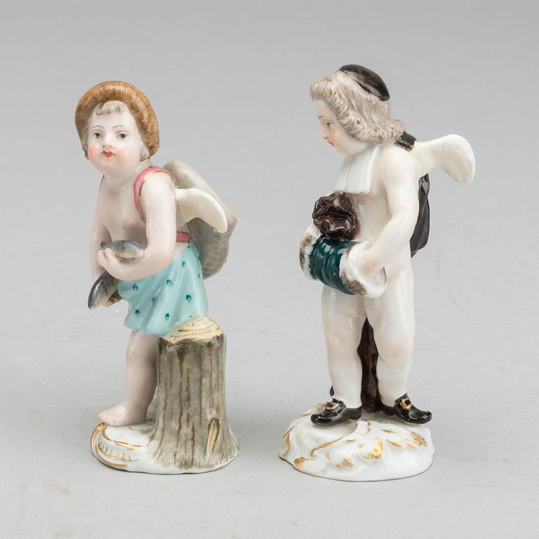 TWO FIGURINES, porcelain, Meissen, later half of the 19th century.