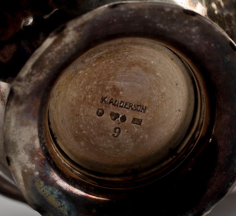 PARTI SILVER, 7 delar, bland annat K. Andersson, Stockholm, 1927. Total vikt ca 1301g.